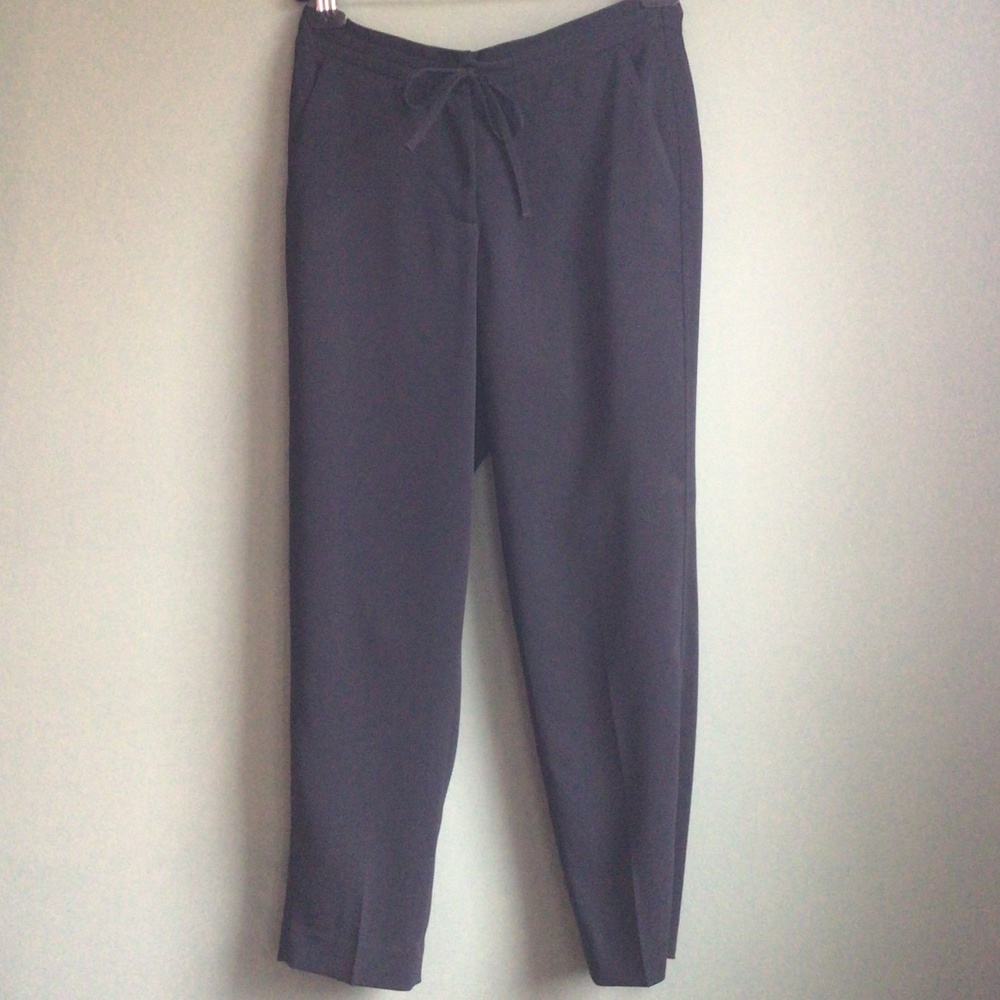 Ladies drawstring polyester/spandex blend pants, black sz 8 28” inseam